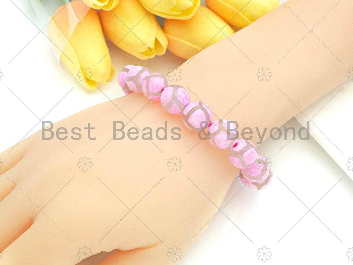 Pink Tibetan Agate Stretchy Bracelet, Sku#U1127