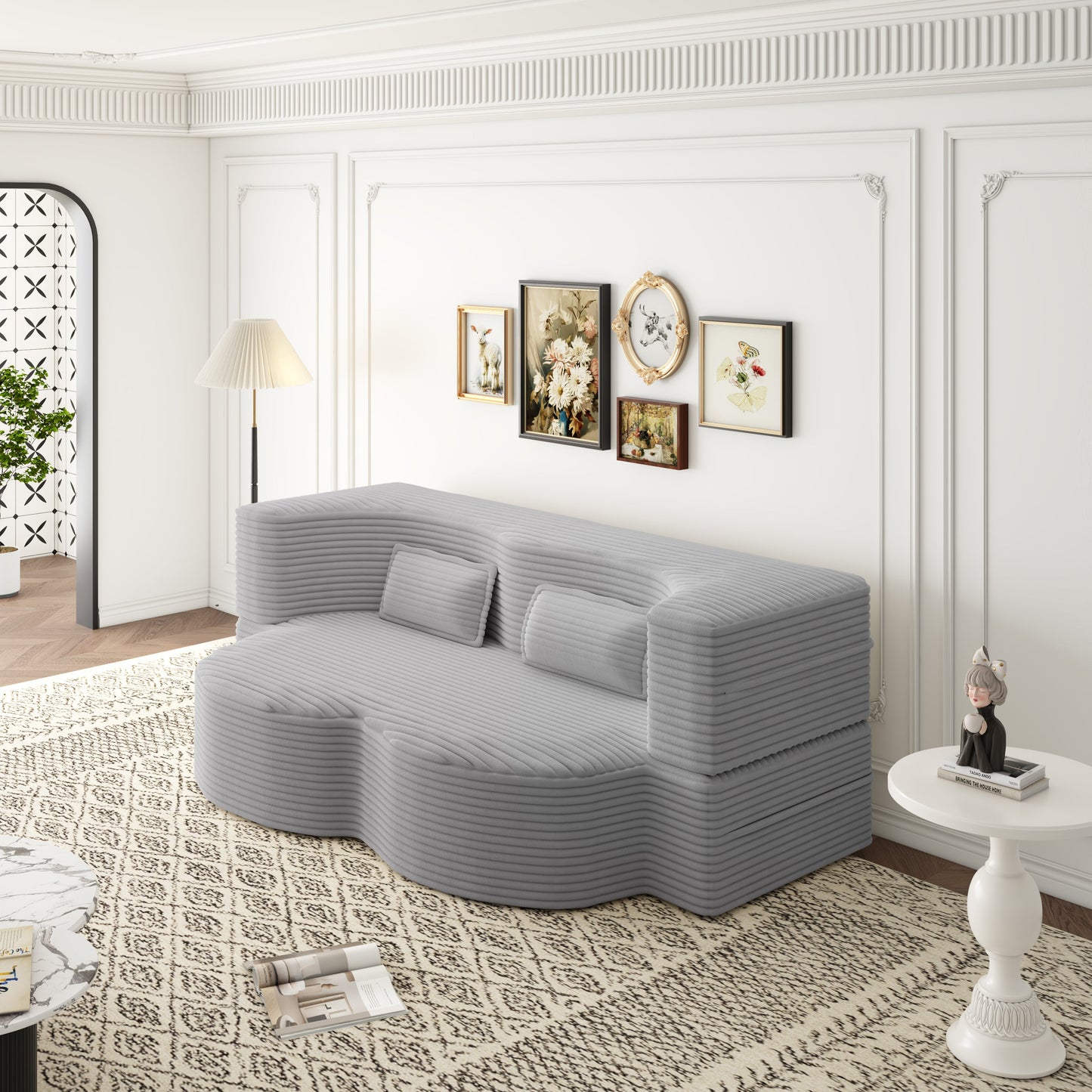 Modern Floor Sofa with 2 Pillows