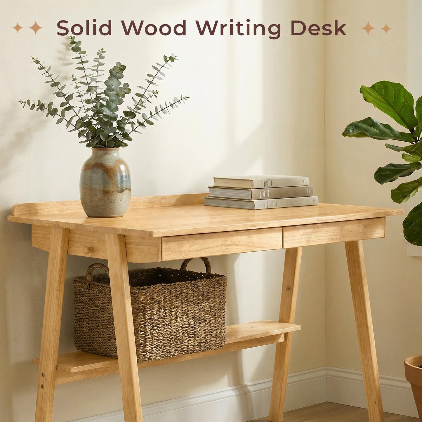 Solid Wood Writing Desk for Home Office