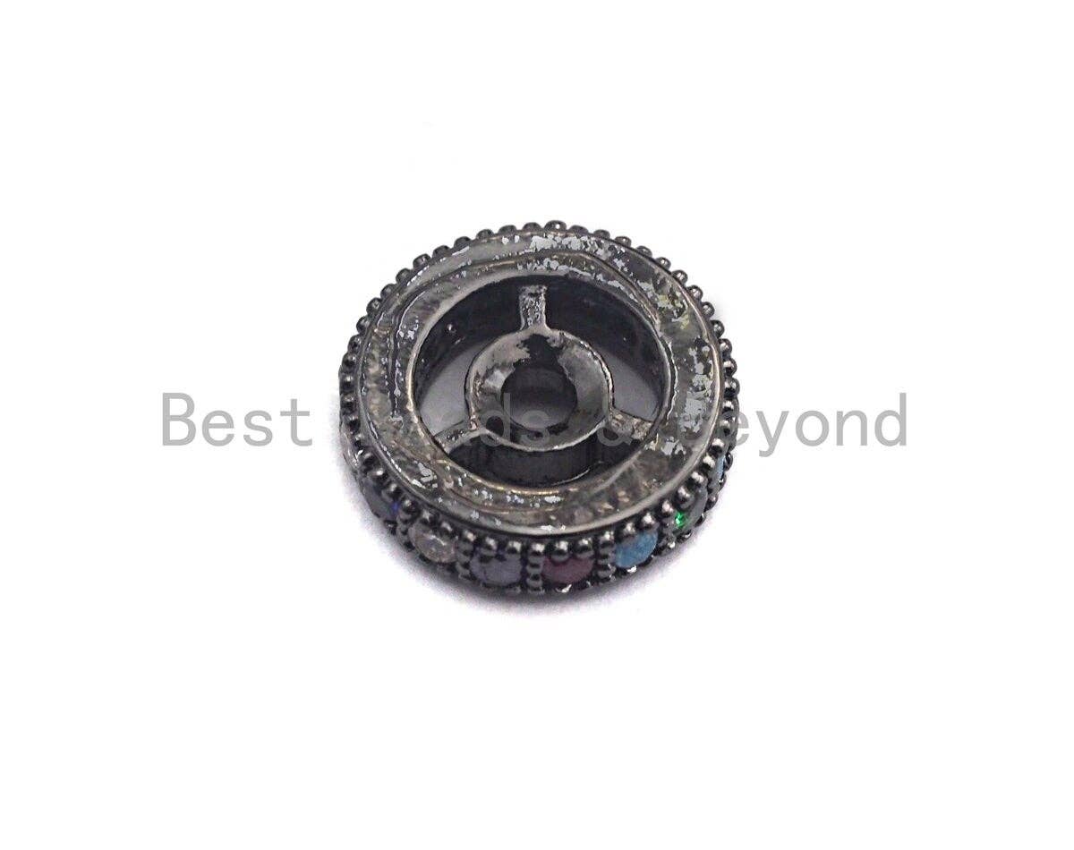Multicolor CZ Micro Pave Wheel Spacer Beads, Cubic Zirconia Spacer beads, Bracelet spacers, 6mm/8mm/10mm,sku# C108