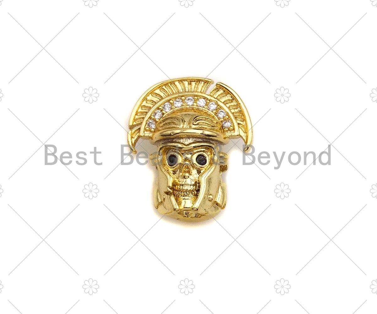 CZ Micro Pave Indian Head Spacer Beads, Cubic Zirconia American Inidan Head Beads, 10x13x14mm,sku#LK92