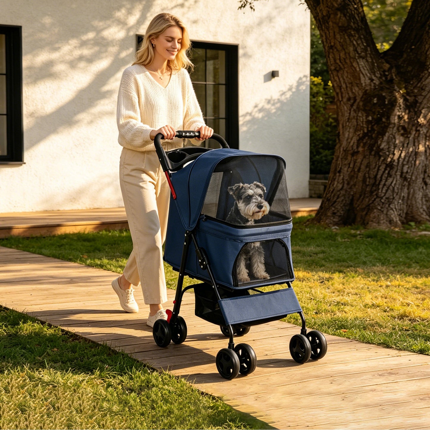 Foldable Pet Stroller for Small Dogs and Cats