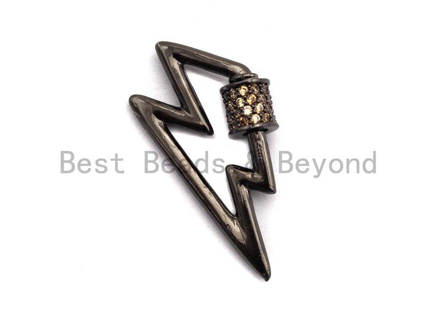 Colored Connector CZ Micro pave Lightning Bolt Clasp, Green/Fuchsia/Cobalt/Purple/Turquoise CZ Pave Clasp,15x28mm, sku#H153