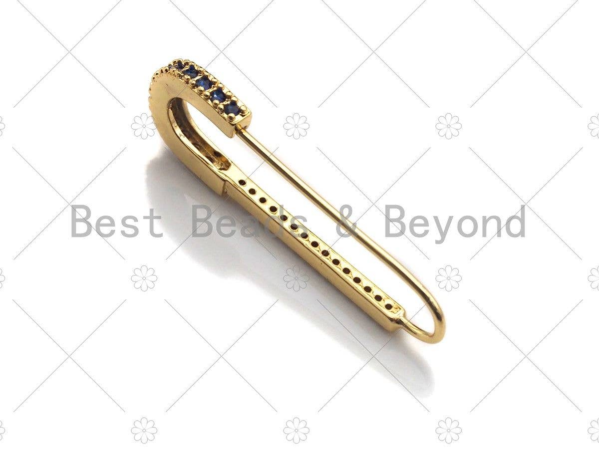 CZ Micro Pave Gold Safety pin earrings, sku#F1162