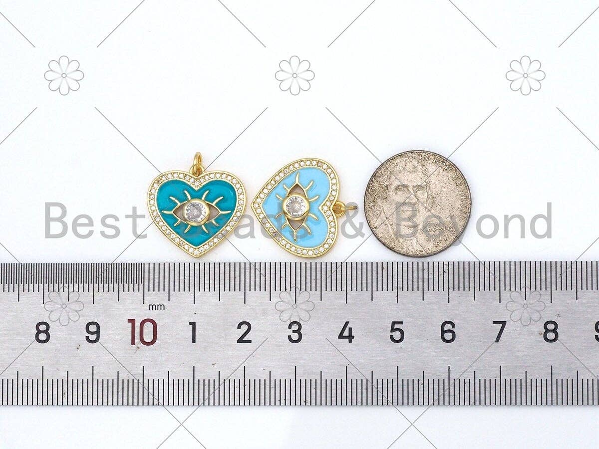 Enamel Colorful Evil Eye Heart Shape Pendant, Sku#F1414C