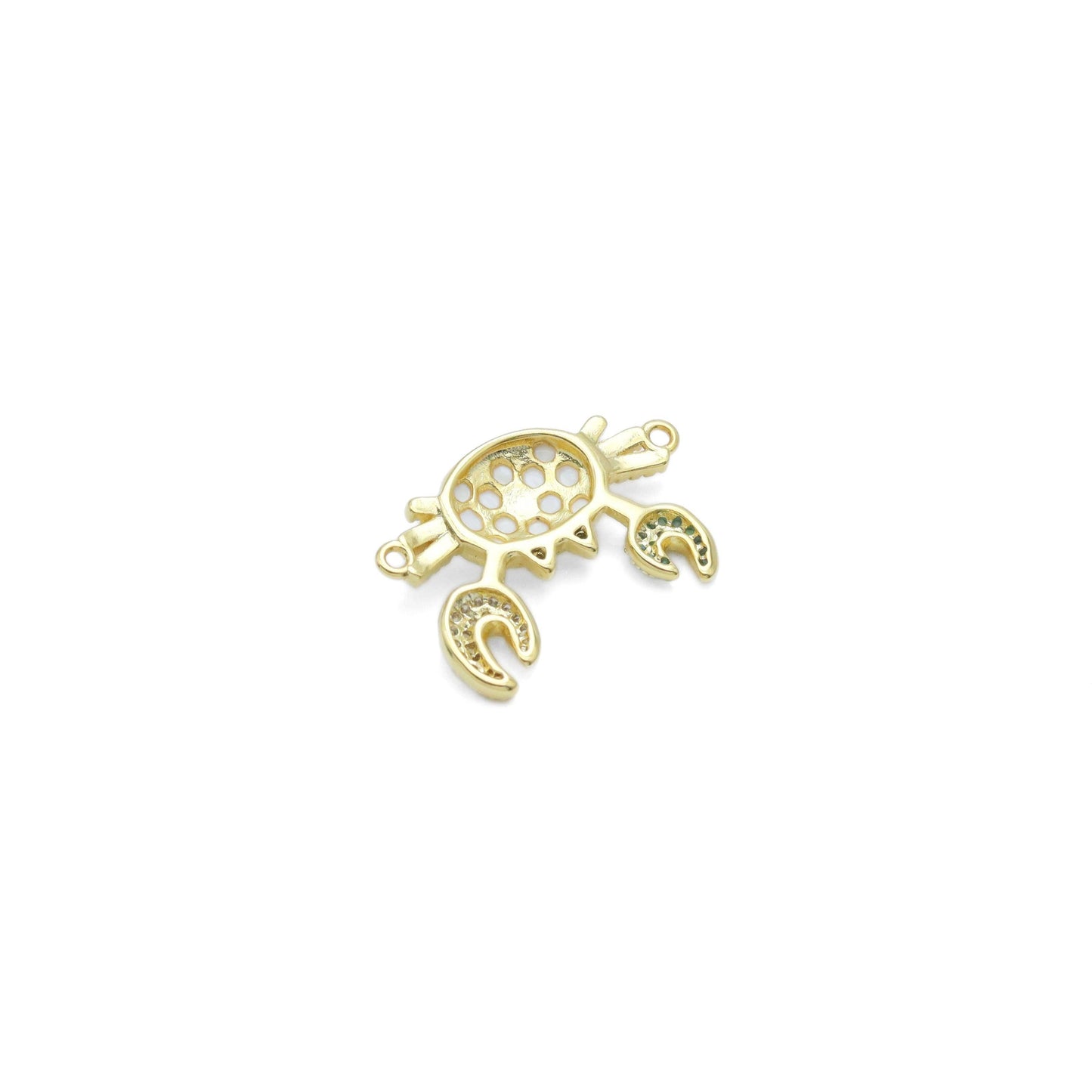 CZ Pave Mother of Pearl Crab Connector Charm Pendant, Sku#WL19