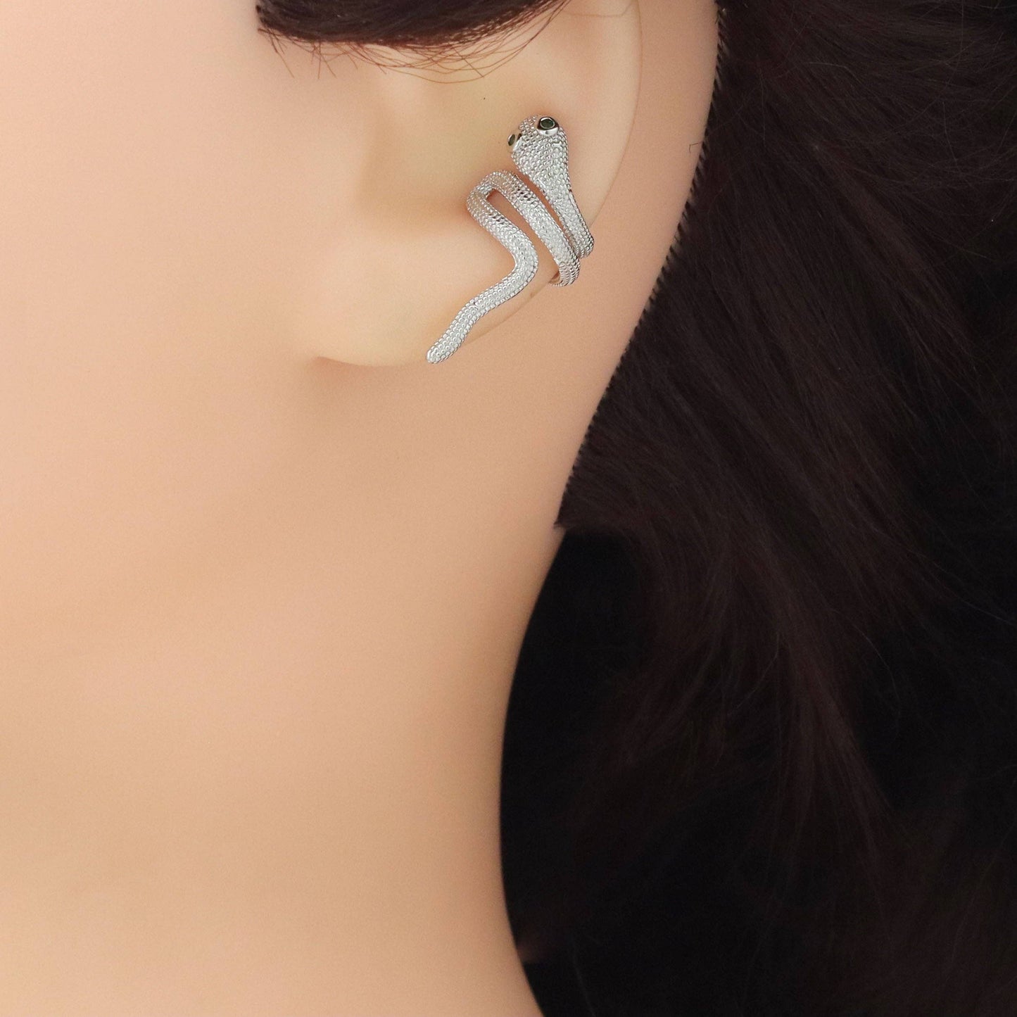 Silver Snake Wrap Ear cuff, Sku#LD672