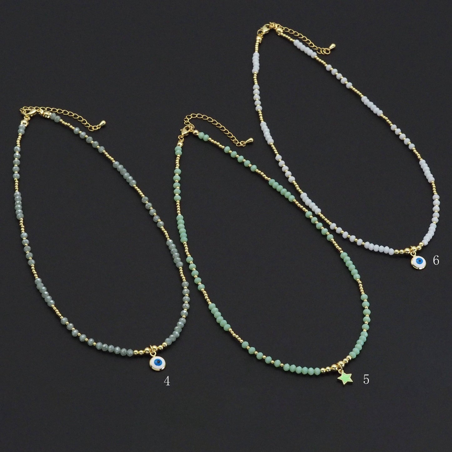 Gemstone Gold Spacer beaded Necklace, sku#O118