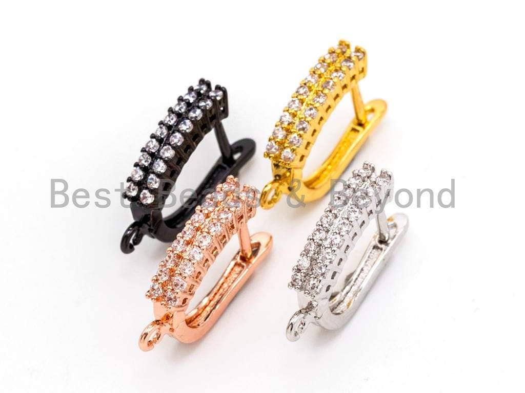CZ Micro Pave Double CZ Stud Latch Back Earring, sku#J28