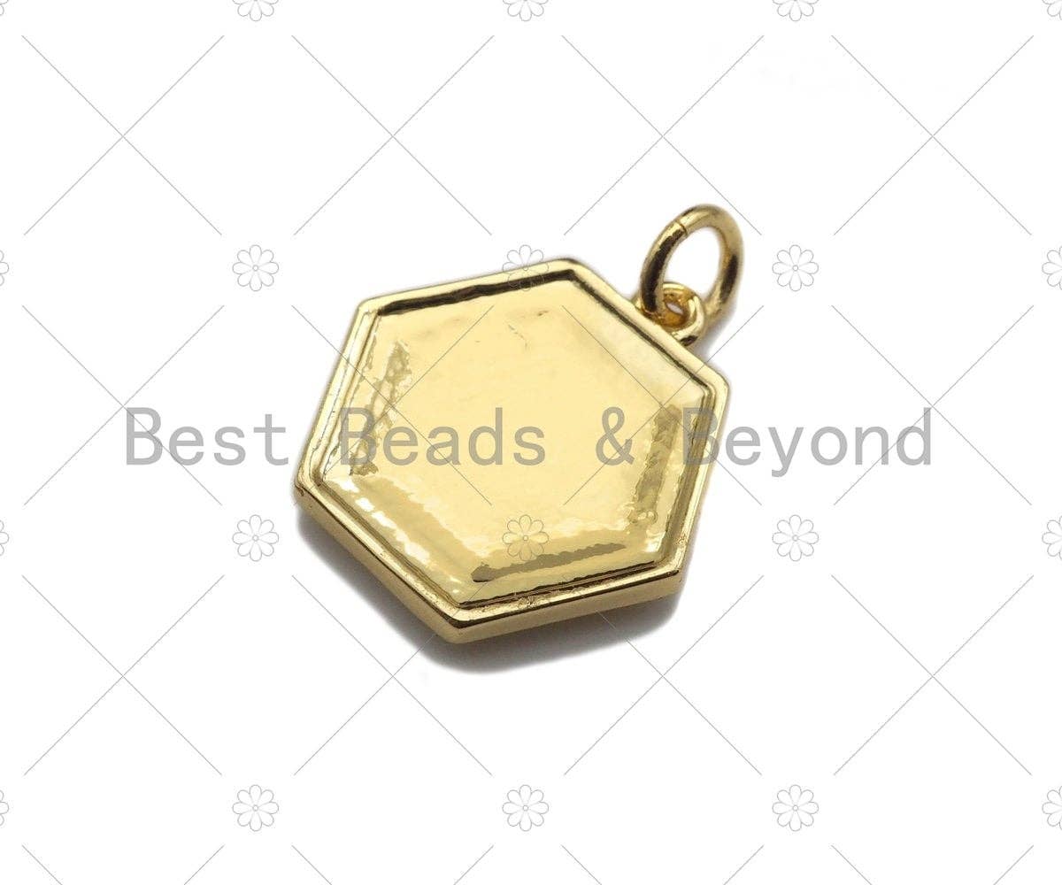 White Enamel Daisy Flower On Hexagon Shape Pendant Charm, Enamel Hexagon Charm,16x16mm,sku#L355