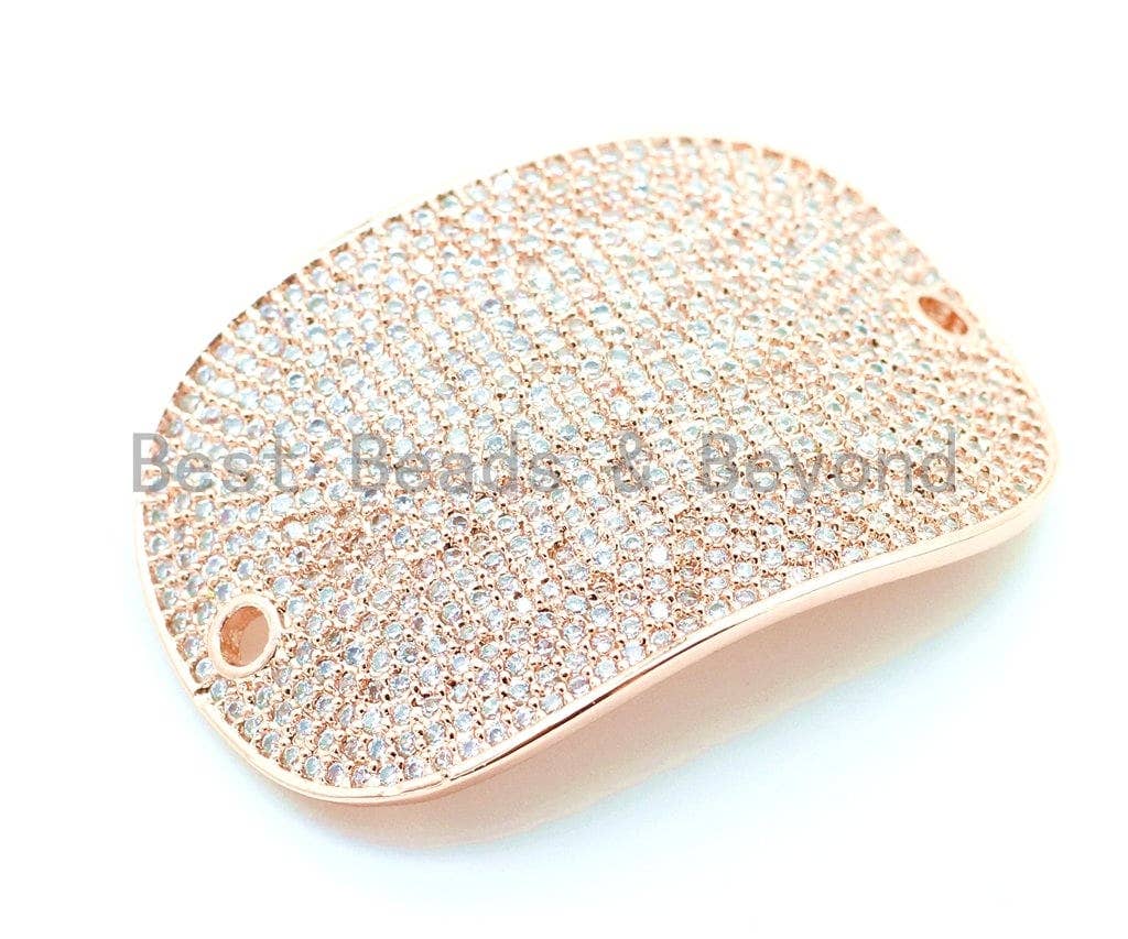 CZ Micro Pave 39x27mm Big Curve Oval Two Hole Bracelet Connector, Cubic Zirconia Connector/Link,sku#E88