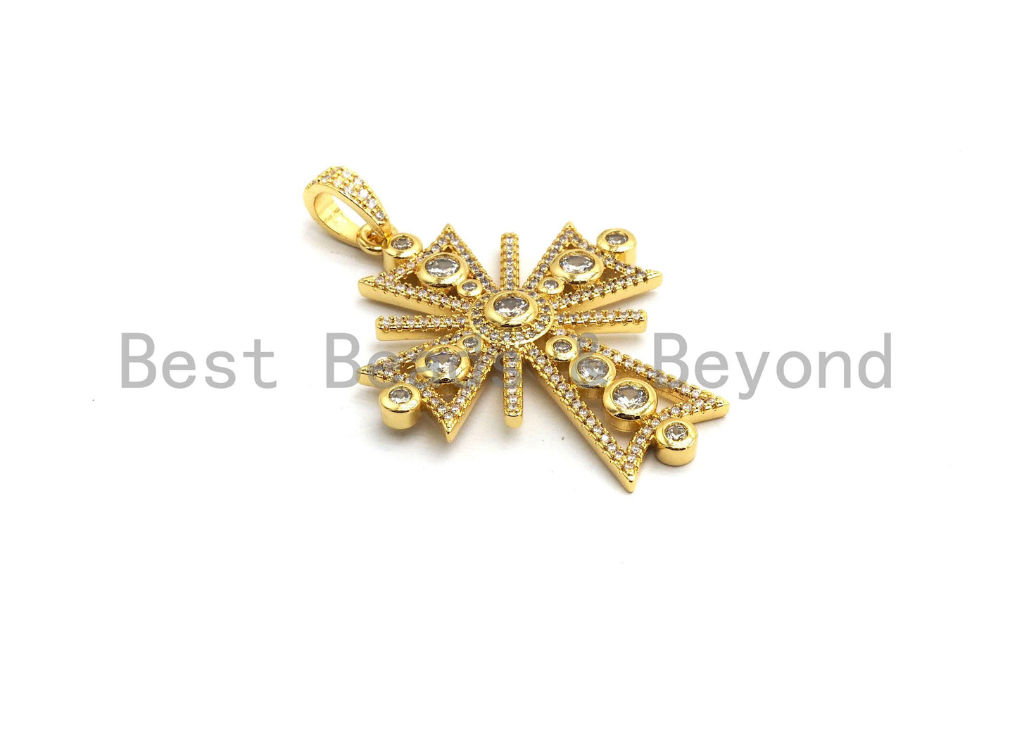 Large CZ Micro Pave Fancy Cross Pendant, F640