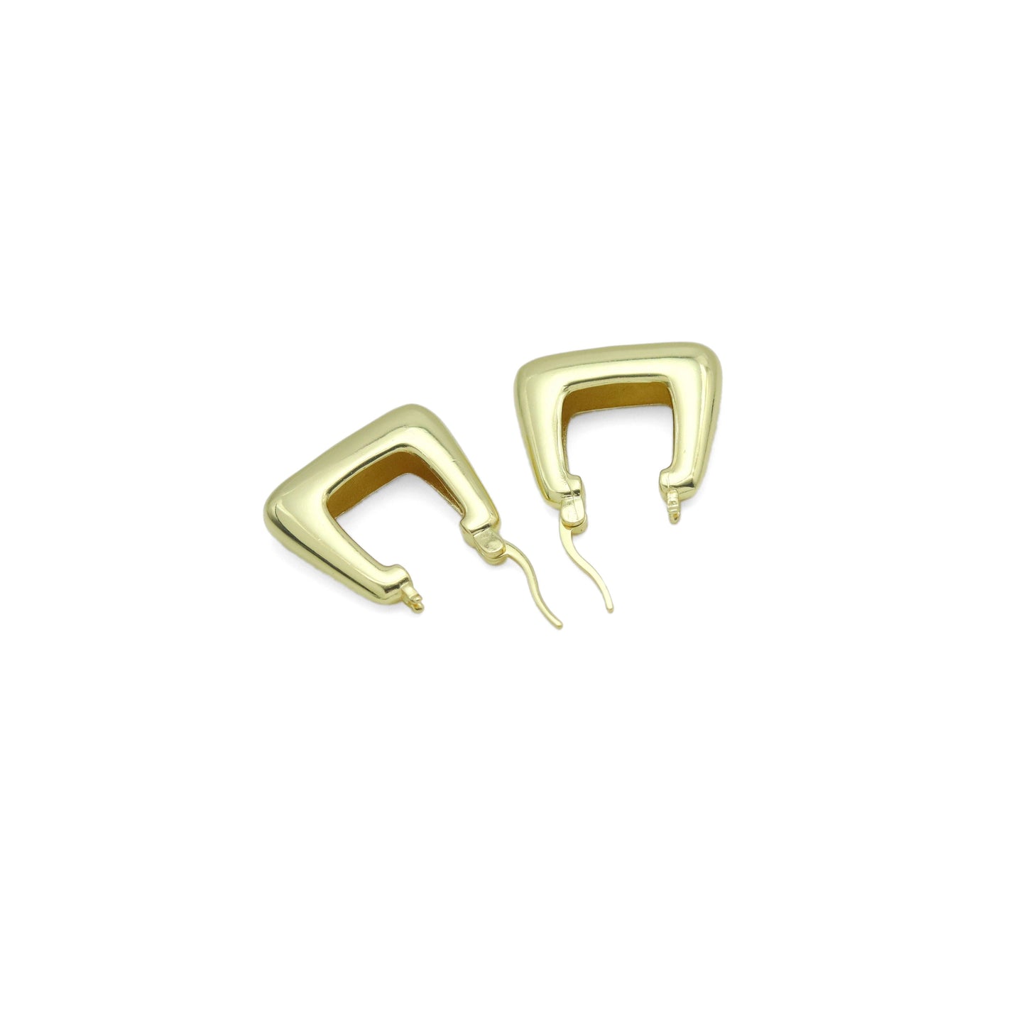Plain Gold Silver Square Bag shape Hoop Earrings, Sku#A307