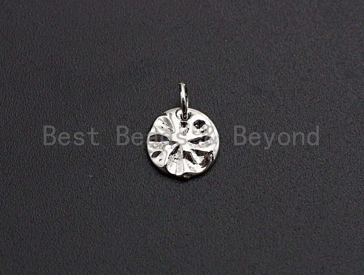 Hammered Round Pendant/Charm, Silver/Gold/Black/Rose Gold Tone, 9mm,Sku#Z580
