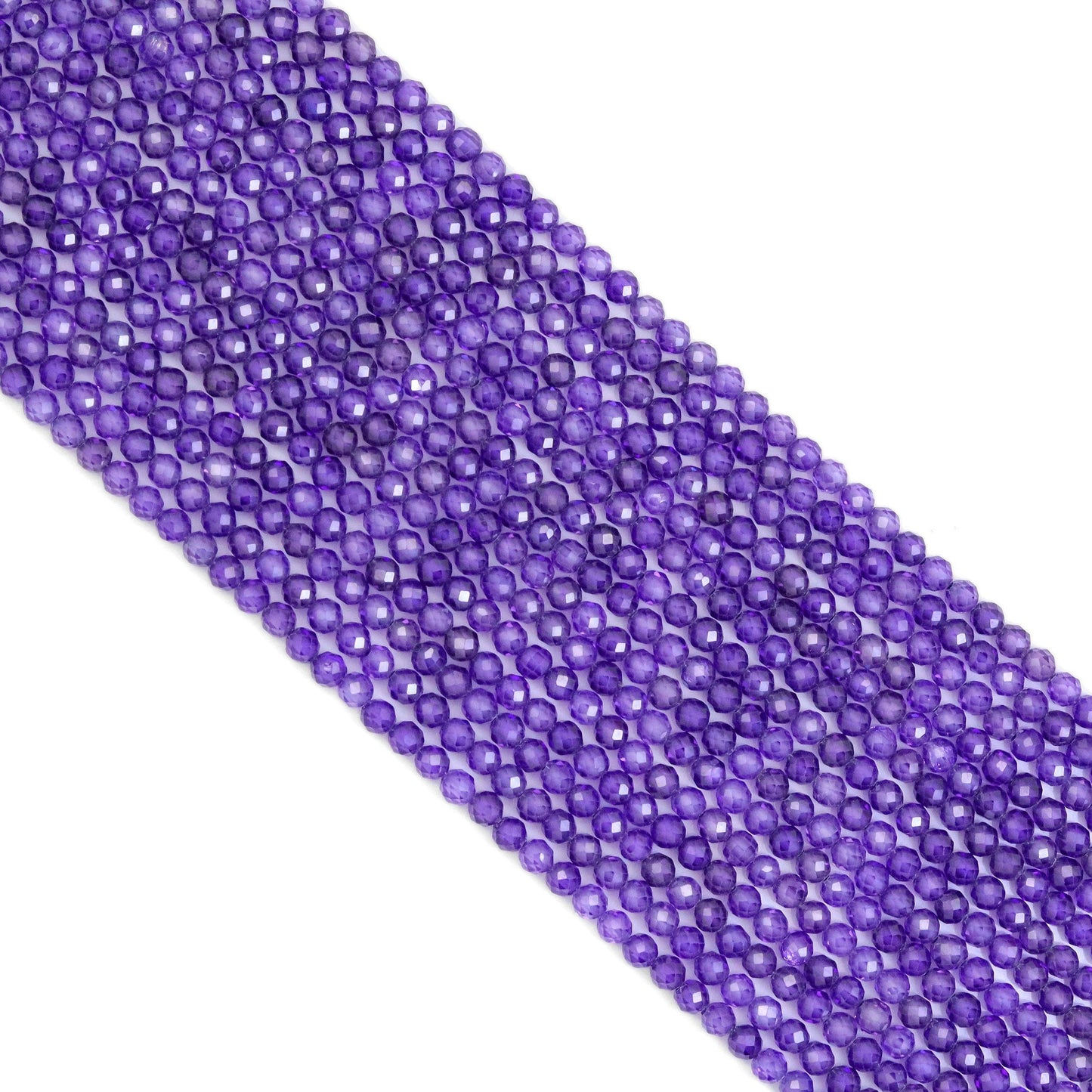 Dark Purple CZ Round Faceted Beads, Sku#U1869