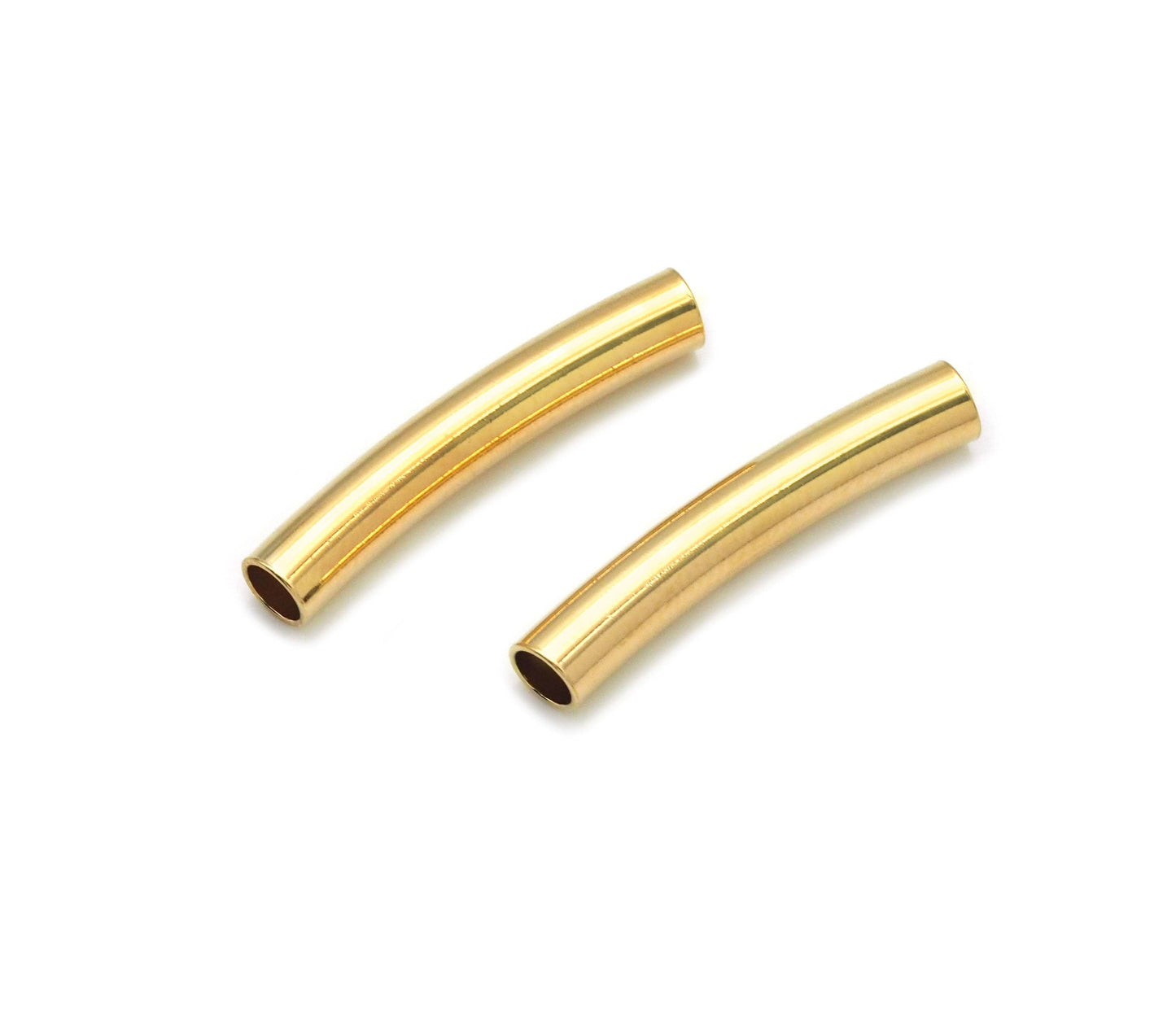 18k Gold Filled Gold Curved Tube Spacer Beads, Sku#ZX122