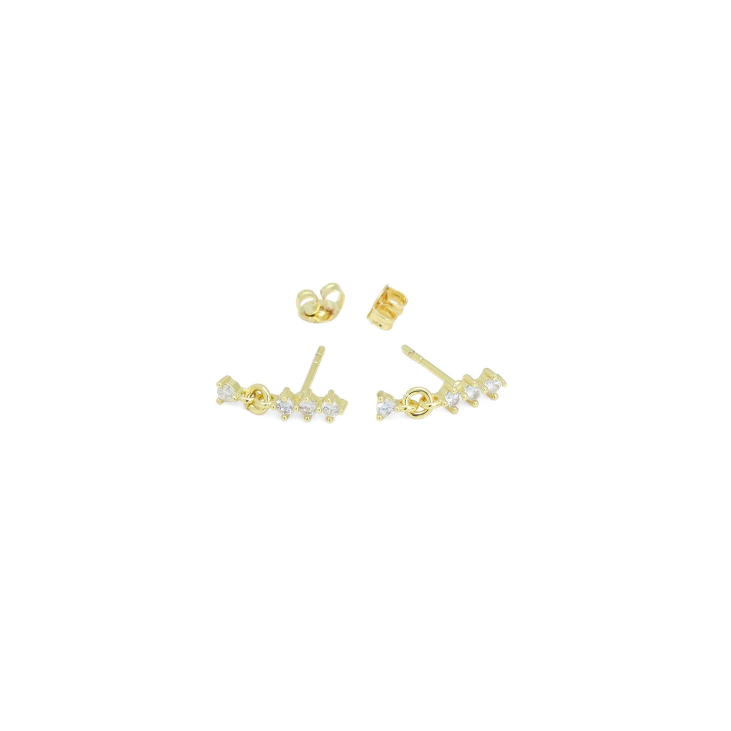 Dainty four Dots Round Triangle CZ Earrings, Sku#A361