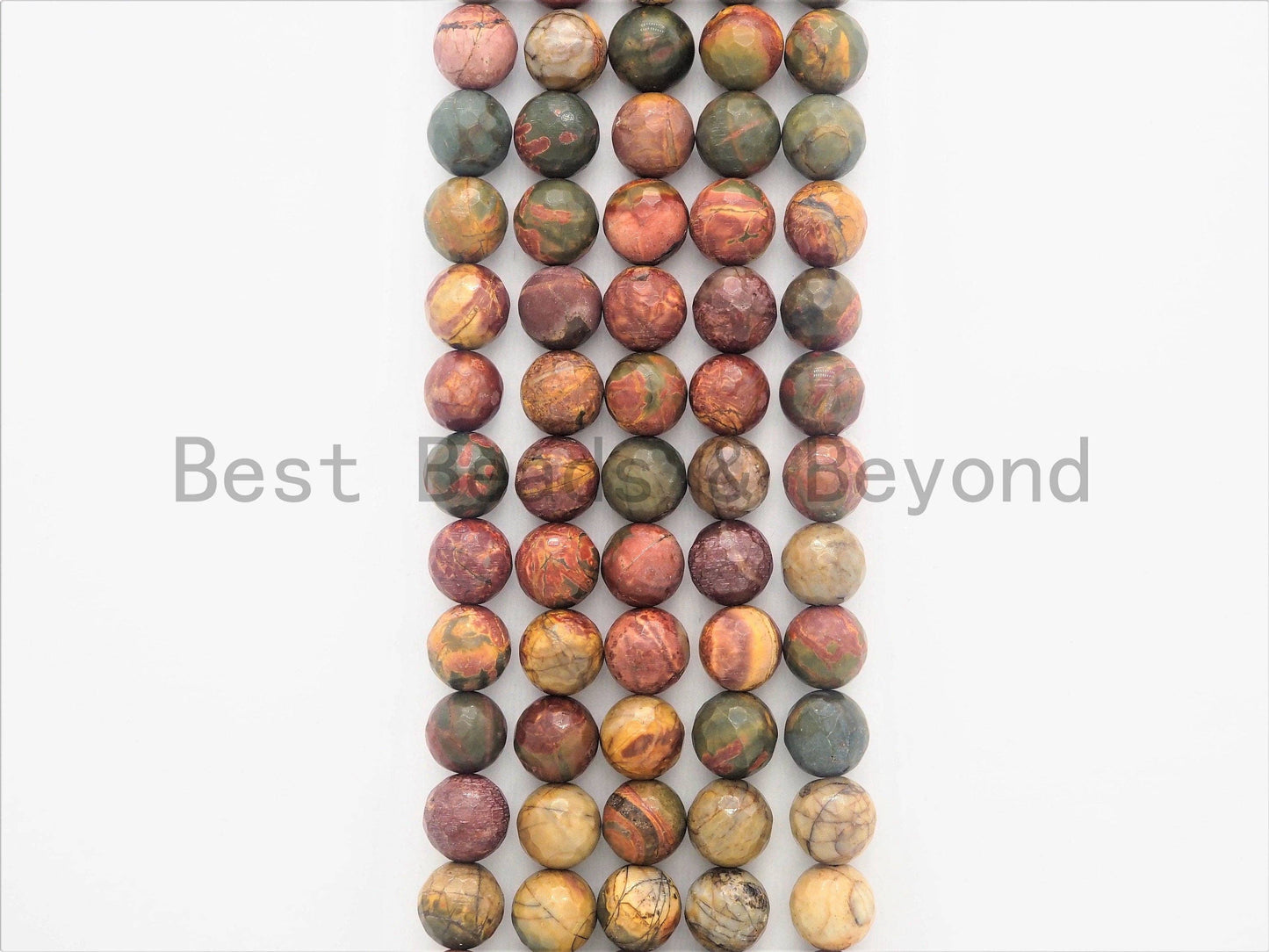 Natural Faceted Round Red Picasso Jasper beads, SKU#U387