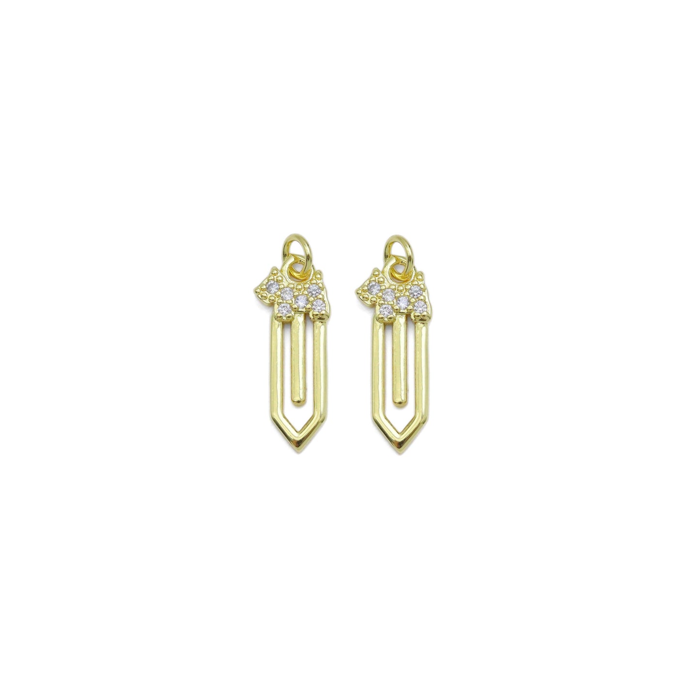 CZ Sword Shape Arrow Gold Charm, Sku#LK936
