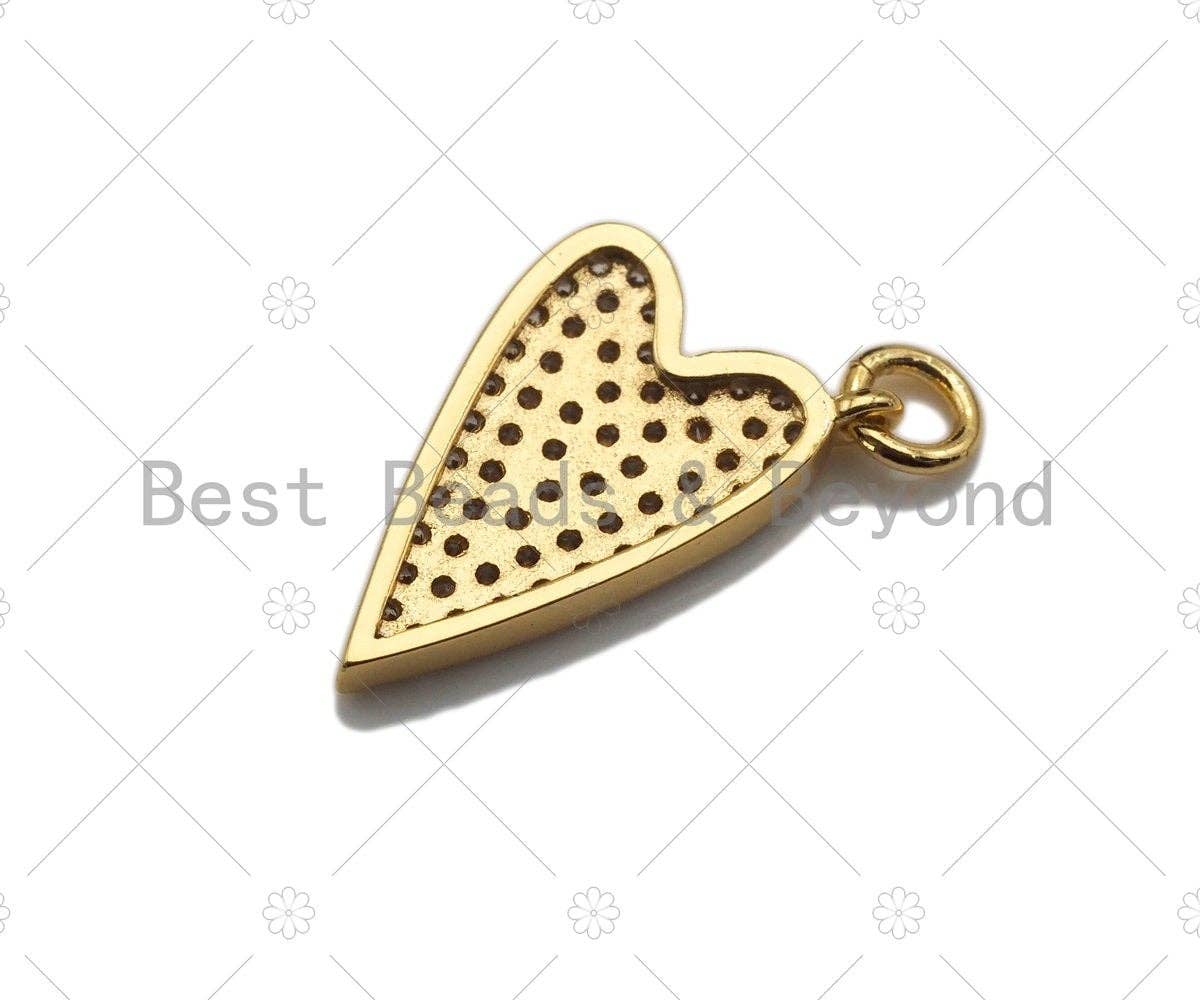 CZ Micro Pave Heart Shape Pendant,Cubic Zirconia Heart Charm, Gold/silver/black/rose gold Dangle Heart Charm, 9x16mm,sku#ML24