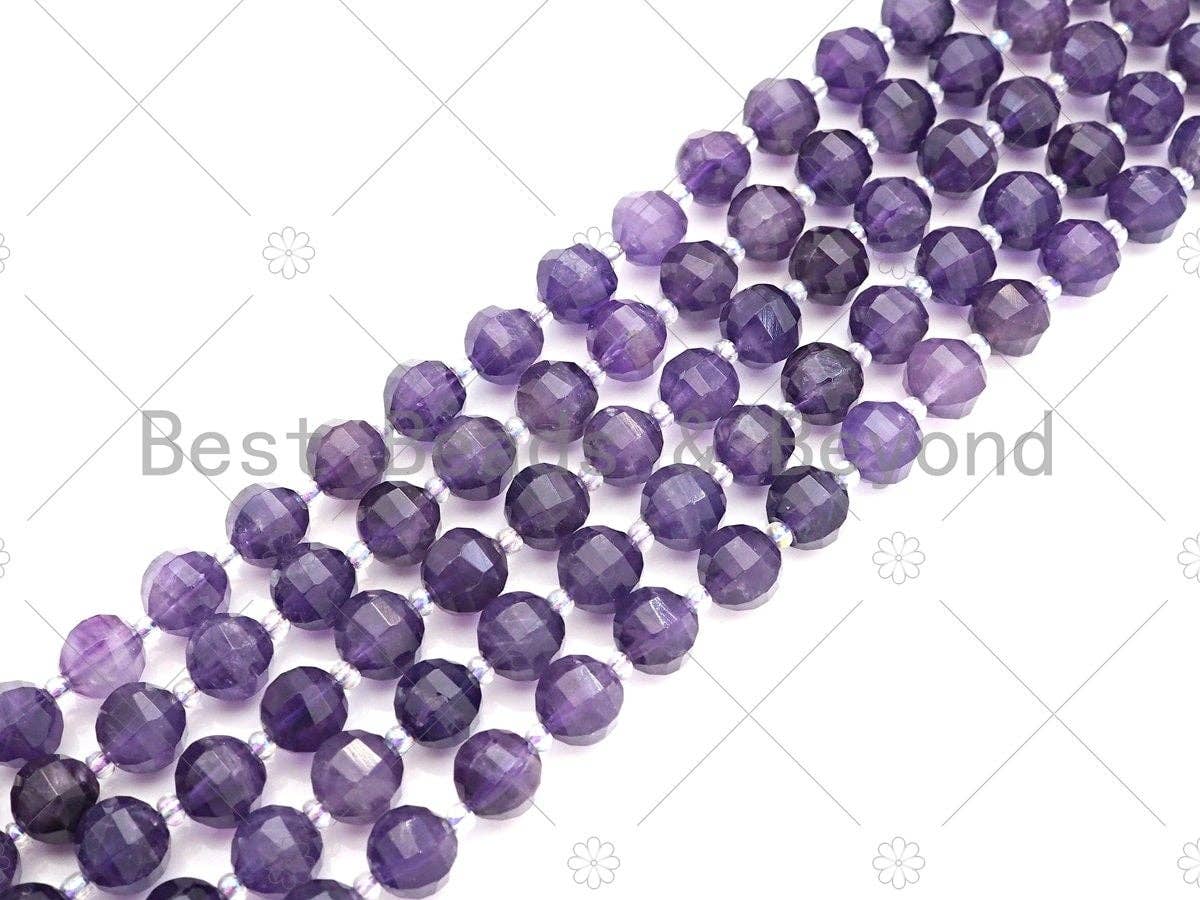 New Cut!!! Natural High Quality Round Latern Cut Amethyst Beads, 10mm Genuine Amethyst Beads, 15.5'' Full Strand, Sku#U1119
