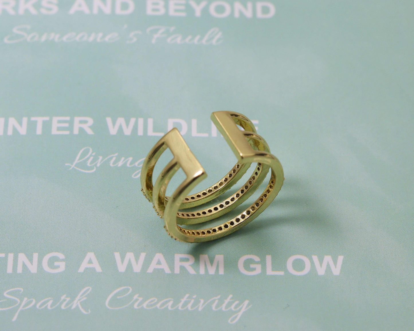 CZ Triple Line Adjustable Ring, Sku#LD208