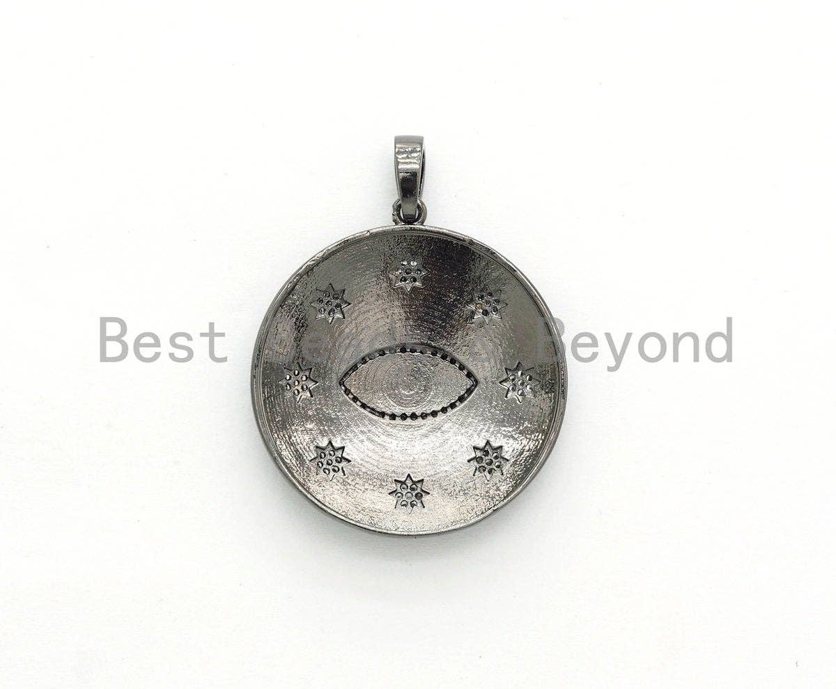 NEW Enamel Evil eye with Star Pendant,CZ Micro Pave Oil Drop Evil Eye Pendant,Blue/White/Black/Red/Yellow Enamel Jewelry,34x37mm,sku#F609