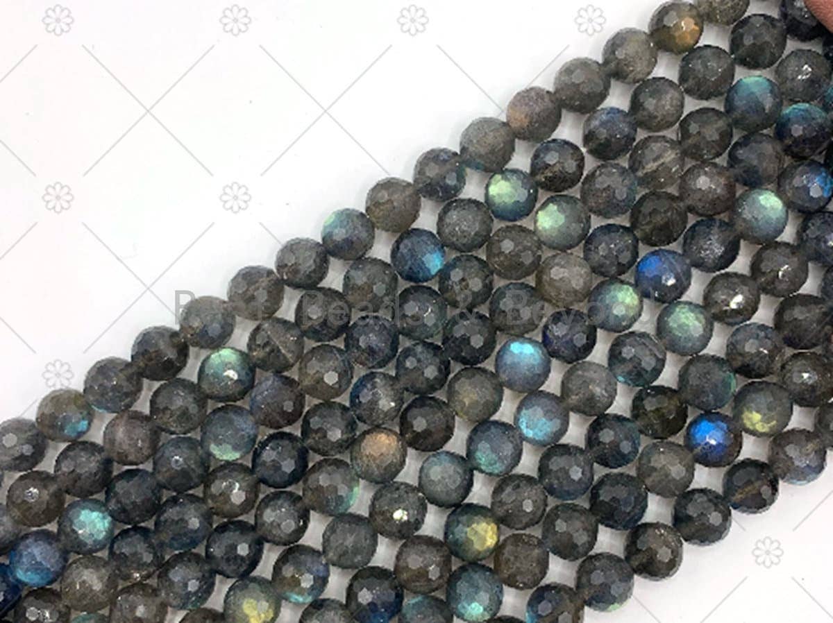 Top Quality Genuine Labradorite Round Faceted Beads, 8mm/10mm Natural Labradorite Beads, 15.5'' Full Strand, Sku#U1248