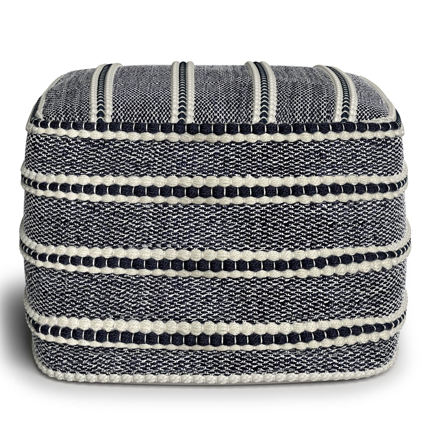 Corrie - Square Outdoor / Indoor Pouf - Navy / White