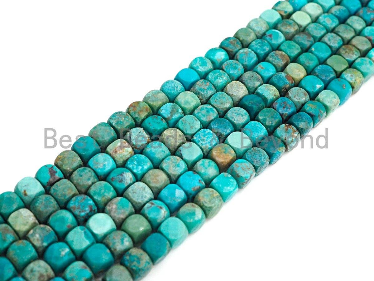 High Quality Natural Turquoise Cube Beads, 5mm Turquoise Faceted Cube beads, 16" Full strand, sku#U814