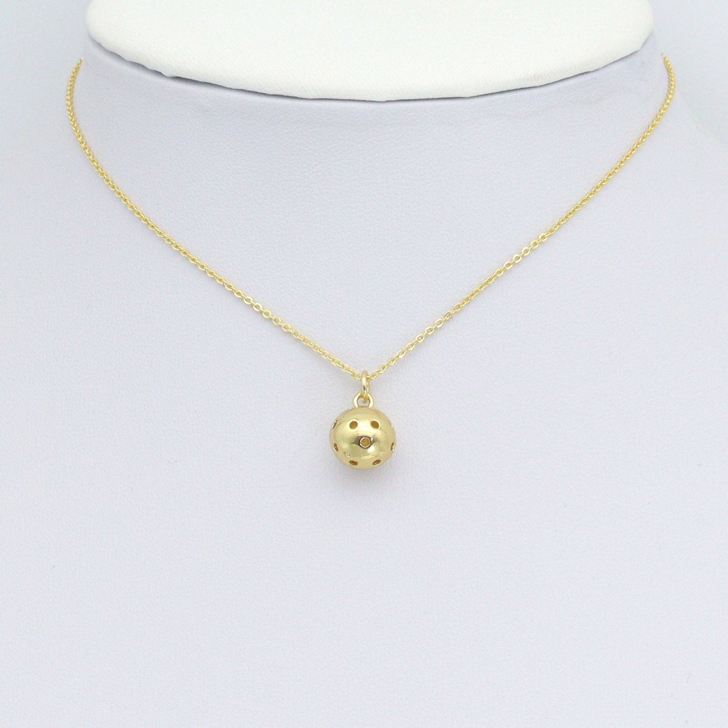 Gold Hollow Out Round Ball Shape Charm Pendant, Sku#LK1110