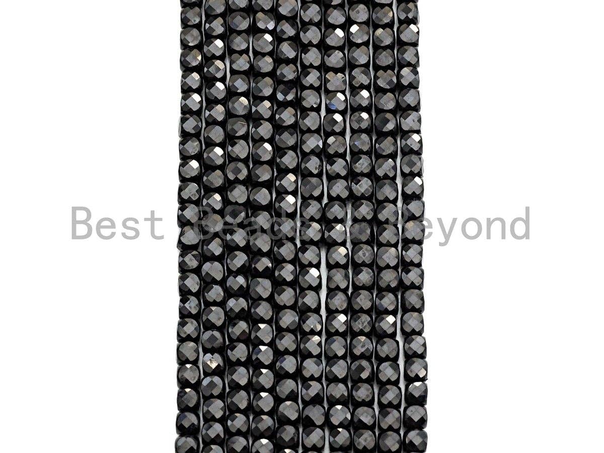 High Quality Black Spinel Cube Beads, 4mm Black Spinel Facted Cube Beads, 16" Full strand, sku#U780