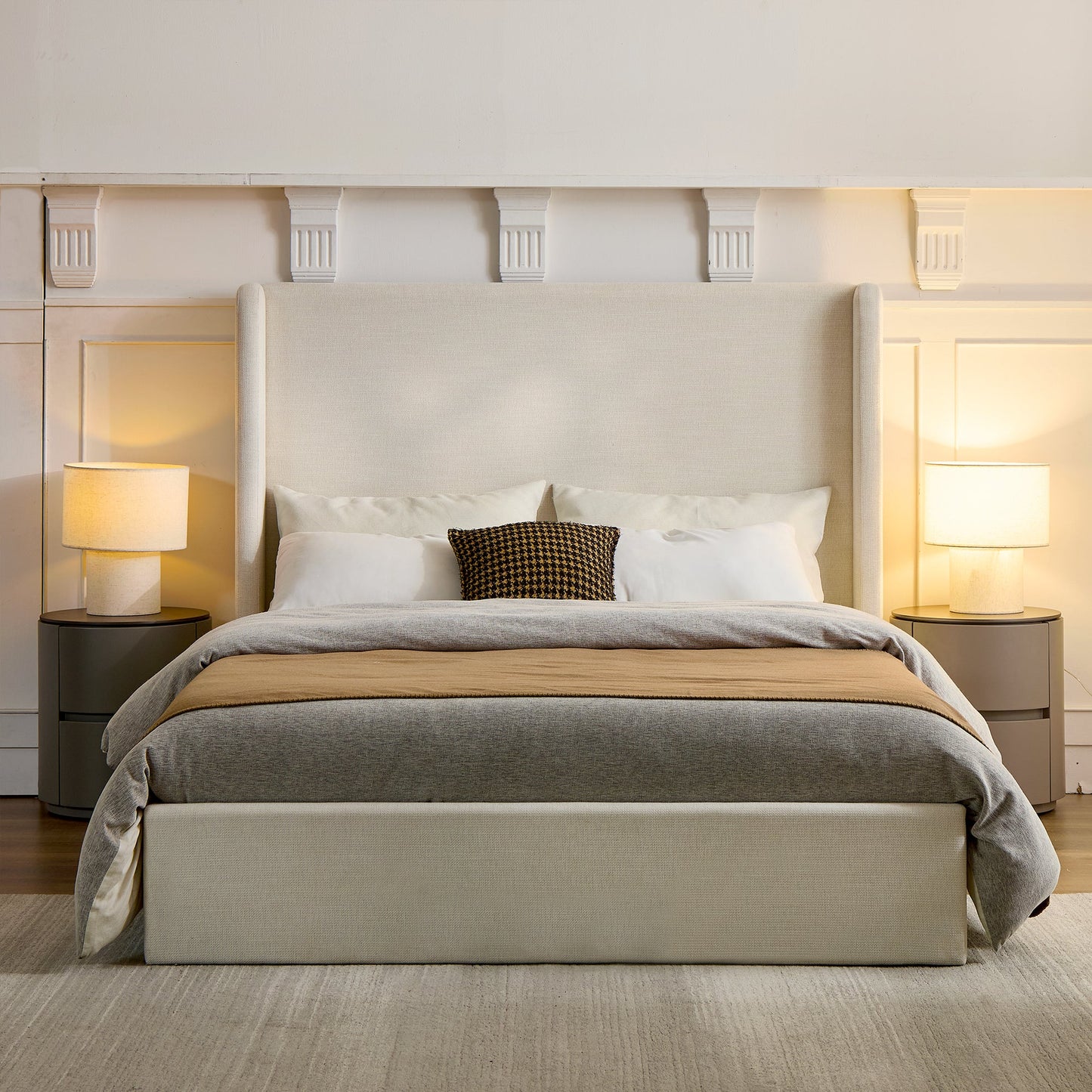 Carmen Upholstered Wingback Bed - California King