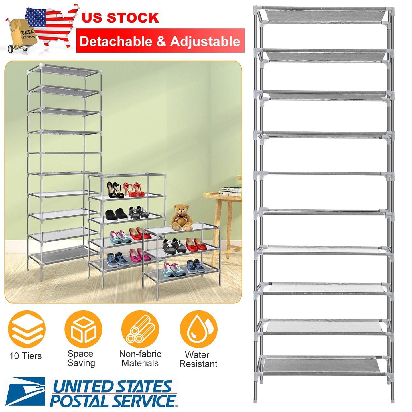 10-Tier Shoe Organizer Rack for Entryways & Closets