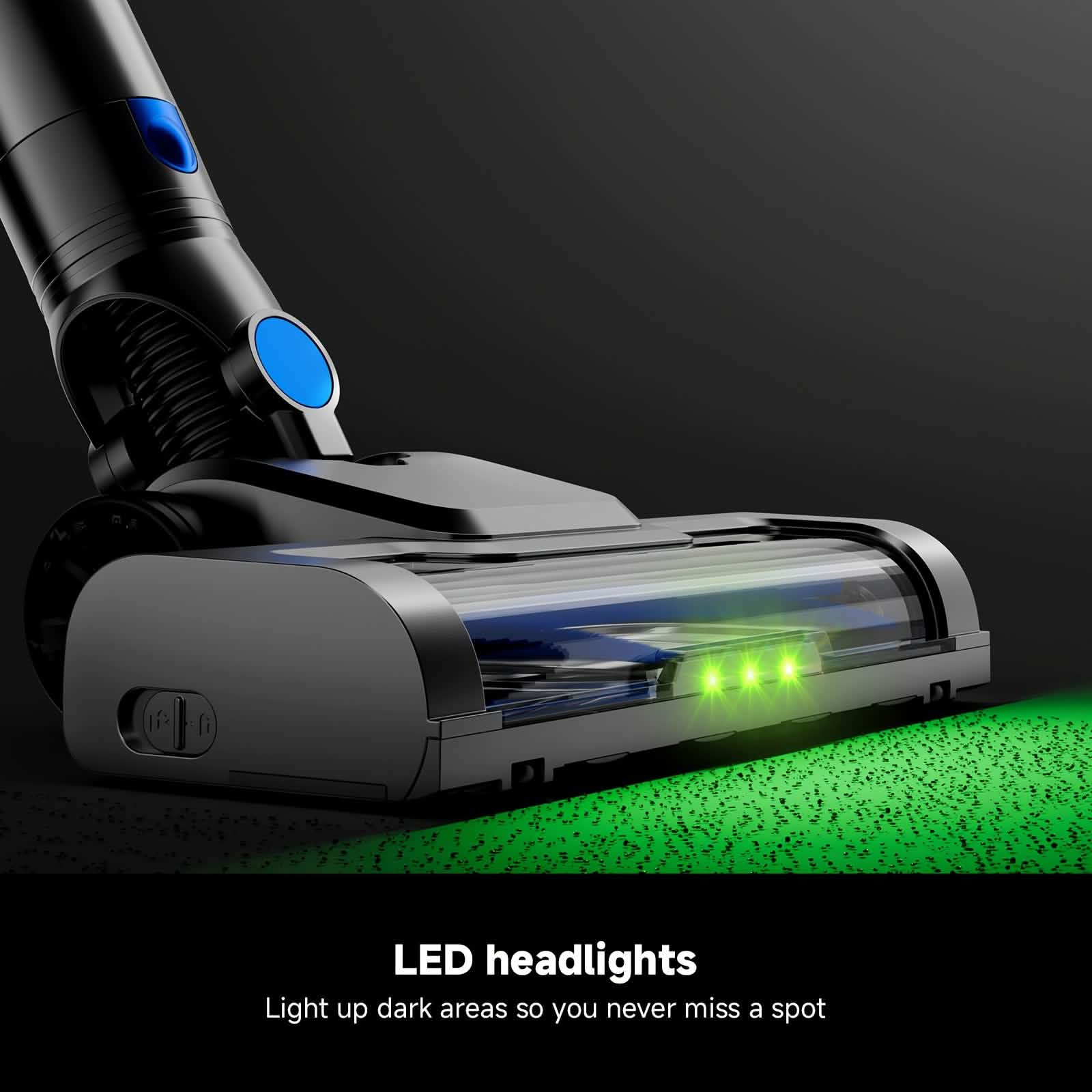 Aspirateur-balai sans fil avec lumière LED et batterie amovible