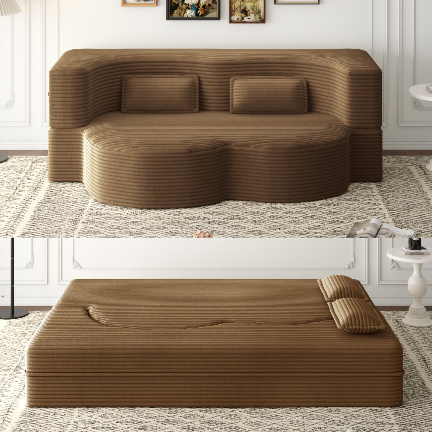 Modern Floor Sofa with 2 Pillows