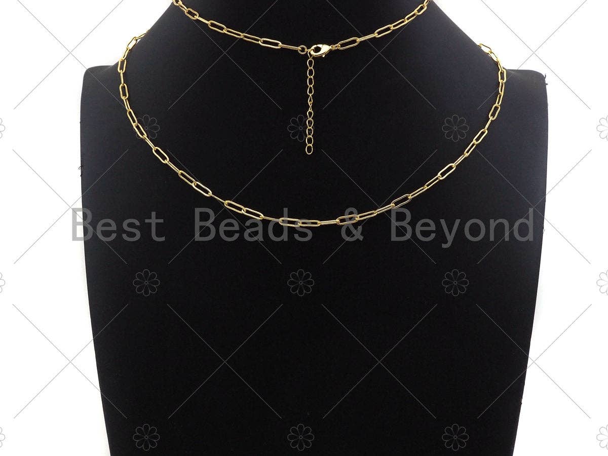 18/16/7 Dainty  Paper Clip Chain Necklace and Bracelet, Sku#LK106
