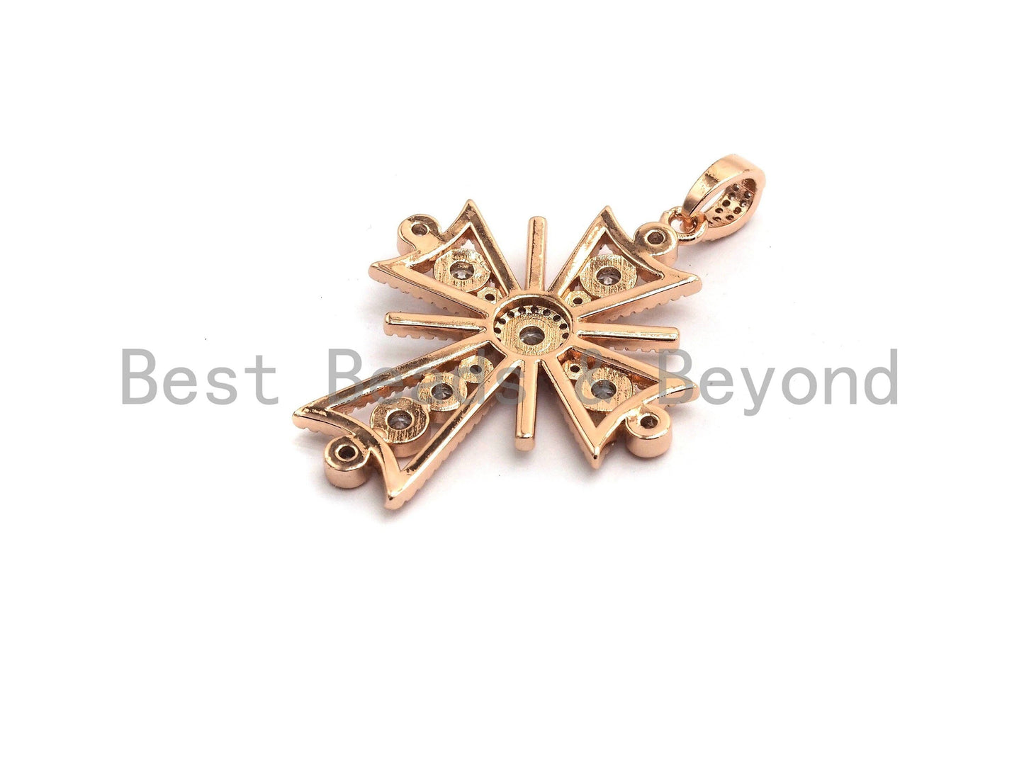 Large CZ Micro Pave Fancy Cross Pendant, F640