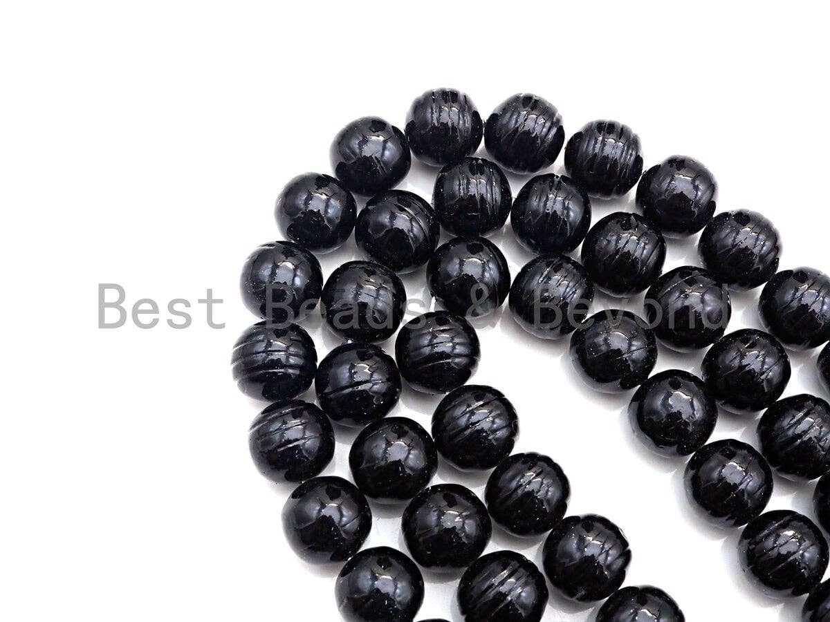 Mother of Pearl Craved Round beads, Orange Mother of Pearl, Black Mother of Pearl, 14mm, sku#T126