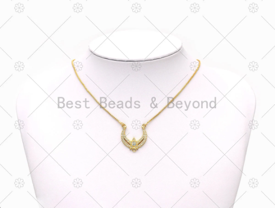 CZ Cresent Moon Charm, Sku#LK549