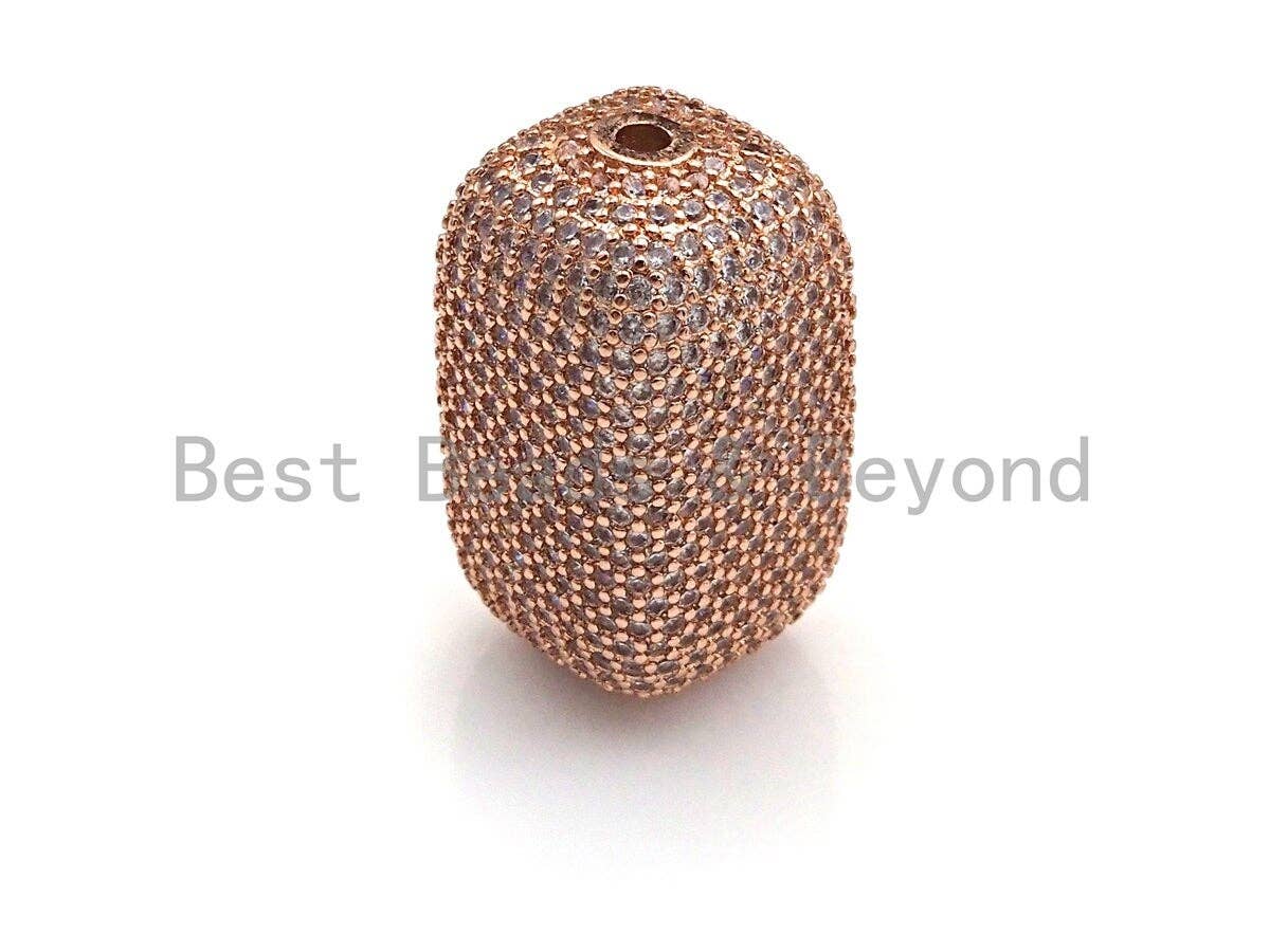Large CZ Micro Pave Barrel Rectangle Spacer Beads, sku#X145