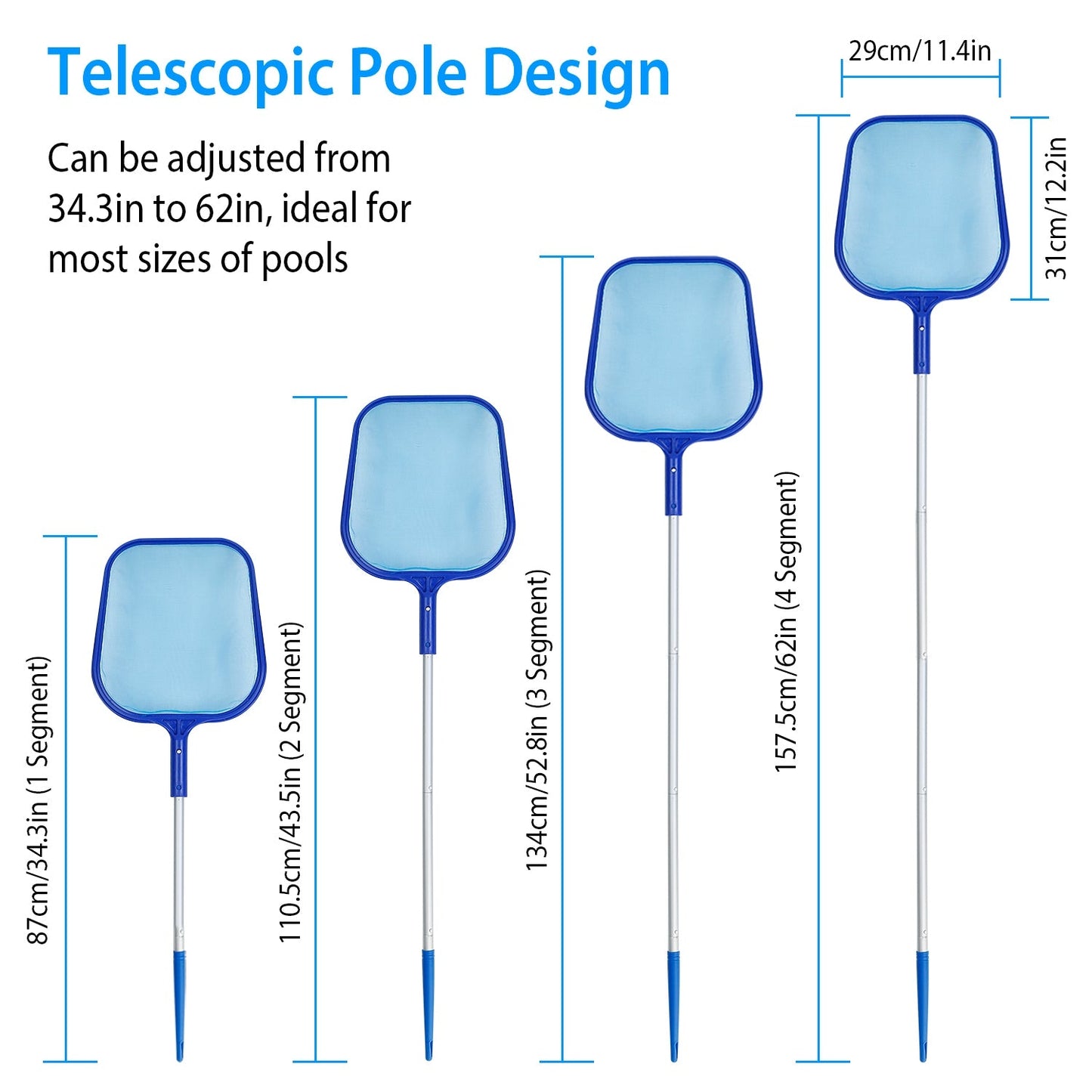 Swinging Pool Skimmer Cleaner Mesh Net Telescopic Pole