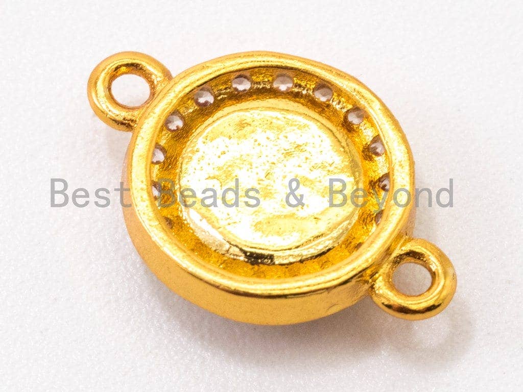 CZ Micro Pave Round connector/Link Finding, Blue Opal, CZ micro paved, Cubic Zirconia CZ Connector, 9x13mm, sku#A68