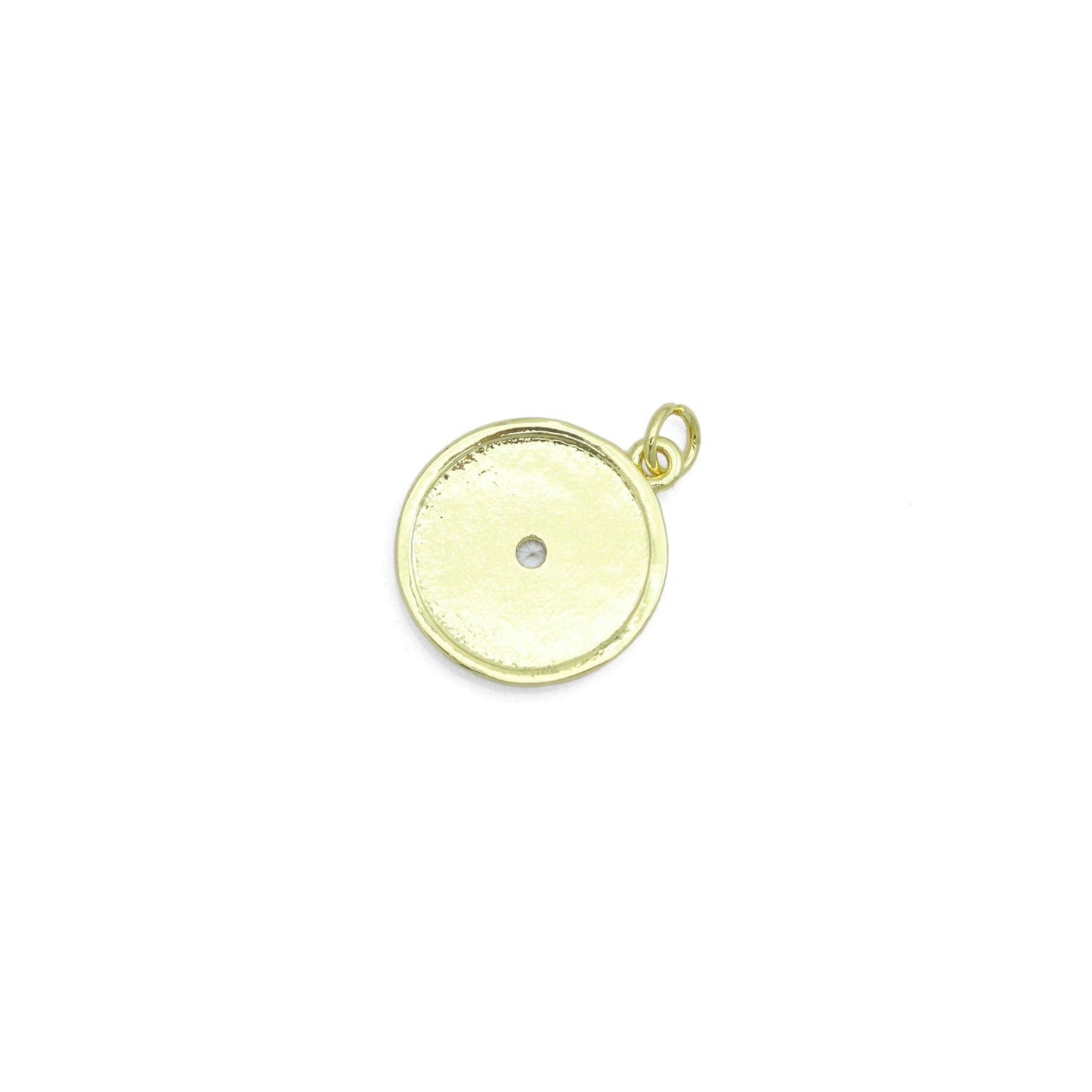Gold Flower On Round Coin Charm Pendant,Sku#LX864