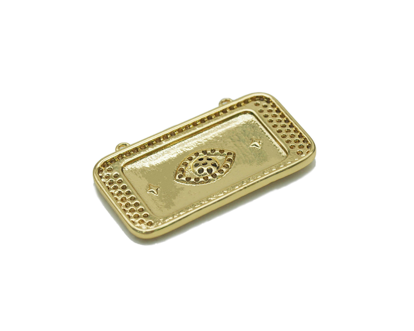 CZ Evil Eye Rectangle Connector Charm, Sku#L654