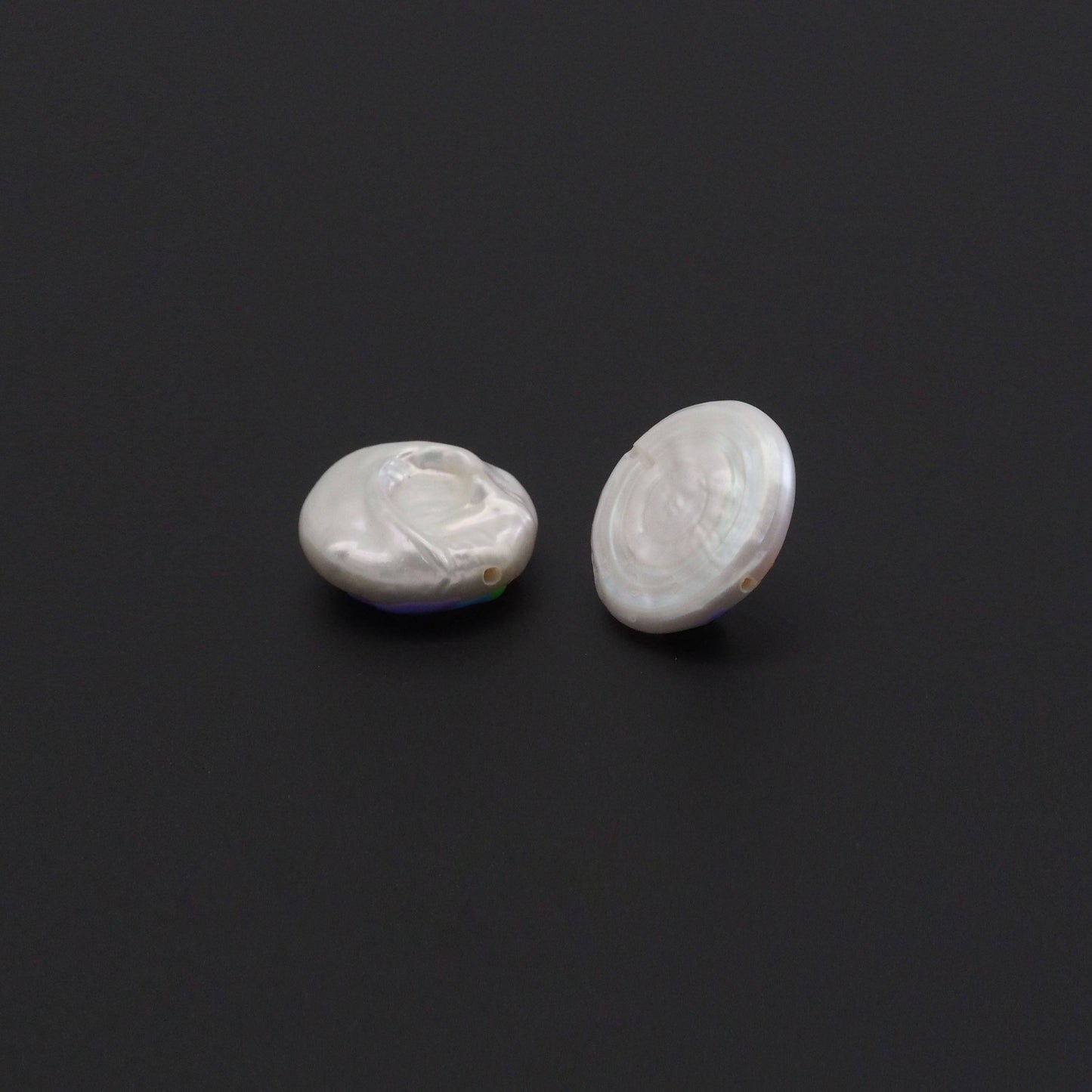 Rainbow On White Pearl Charm/Spacer Beads, Sku#Y889