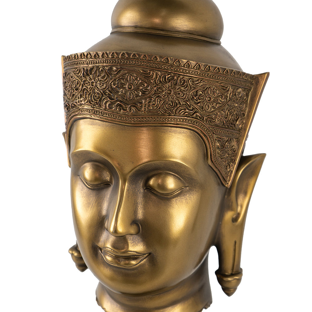 7x7.5x19.7" Buddha Statue Head On Stand