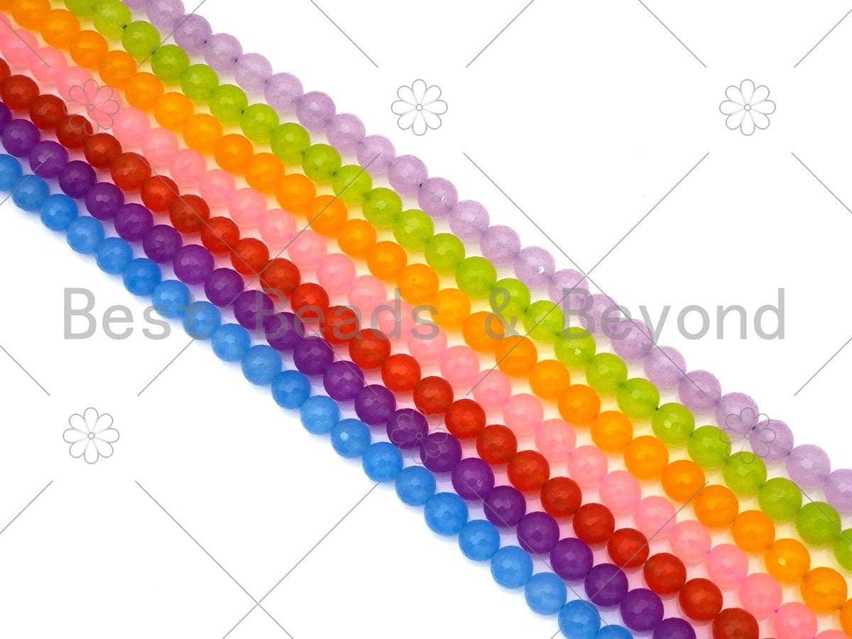 Quality Natural Lime/Blue/Purple/Pink/Orange/Lavender Round Faceted Beads, Sku#UA229c