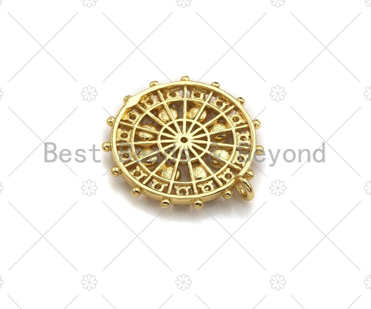 Black white CZ Pave Flower Ferris Wheel Charm, Sku#LK132