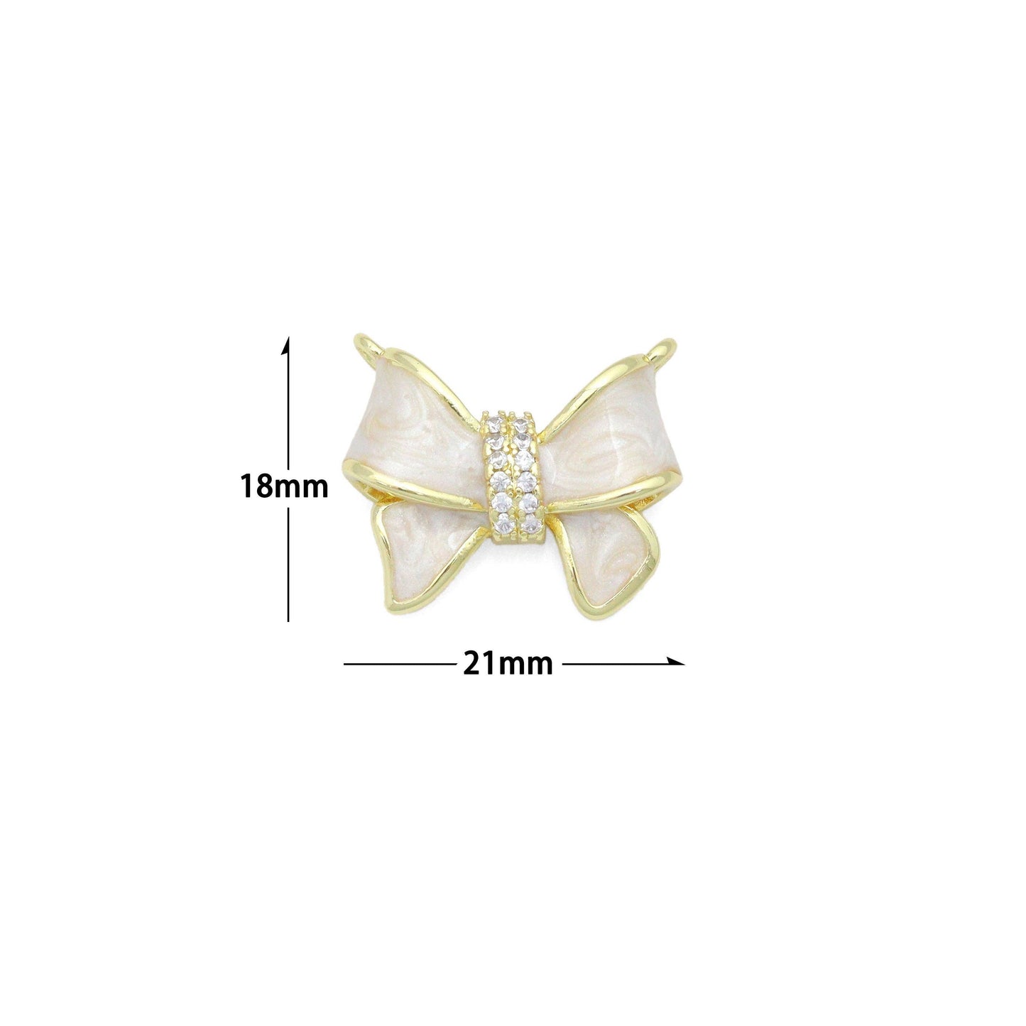 White Enamel Bow Charm Pendant, Sku#LK1206